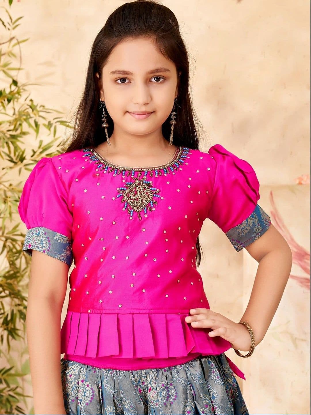 BAESD Girls Embellished Beads and Stones Ready to Wear Lehenga & thumbnail 5