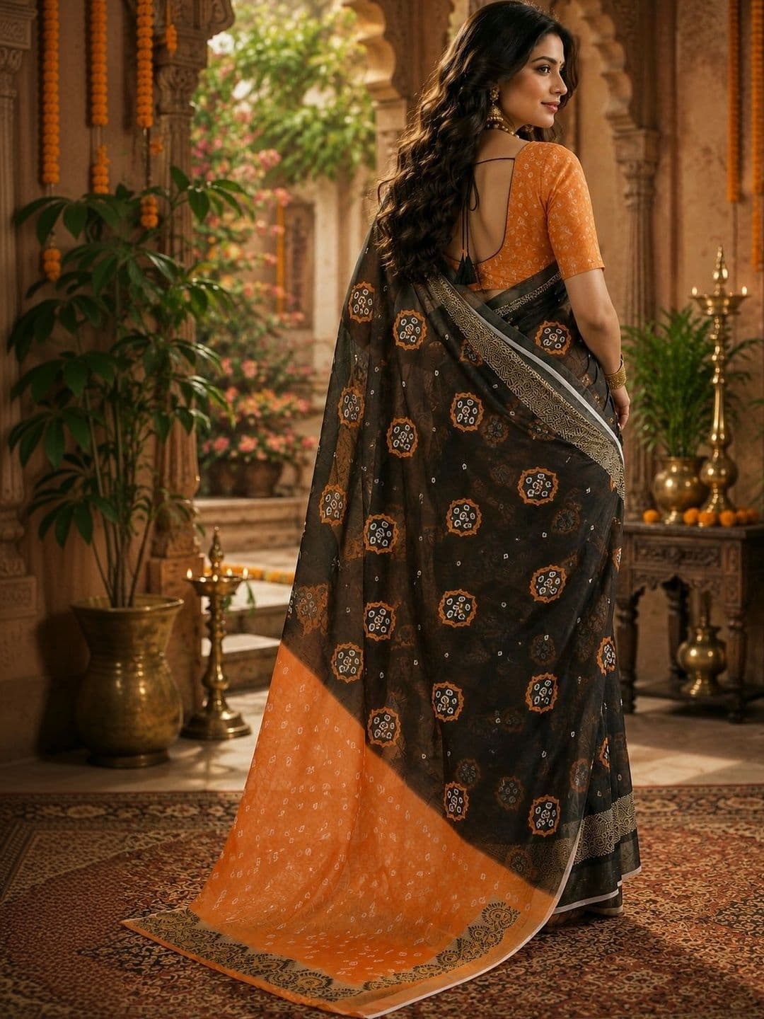 BORAD FASHION Bandhani Designer Chanderi Saree thumbnail 4