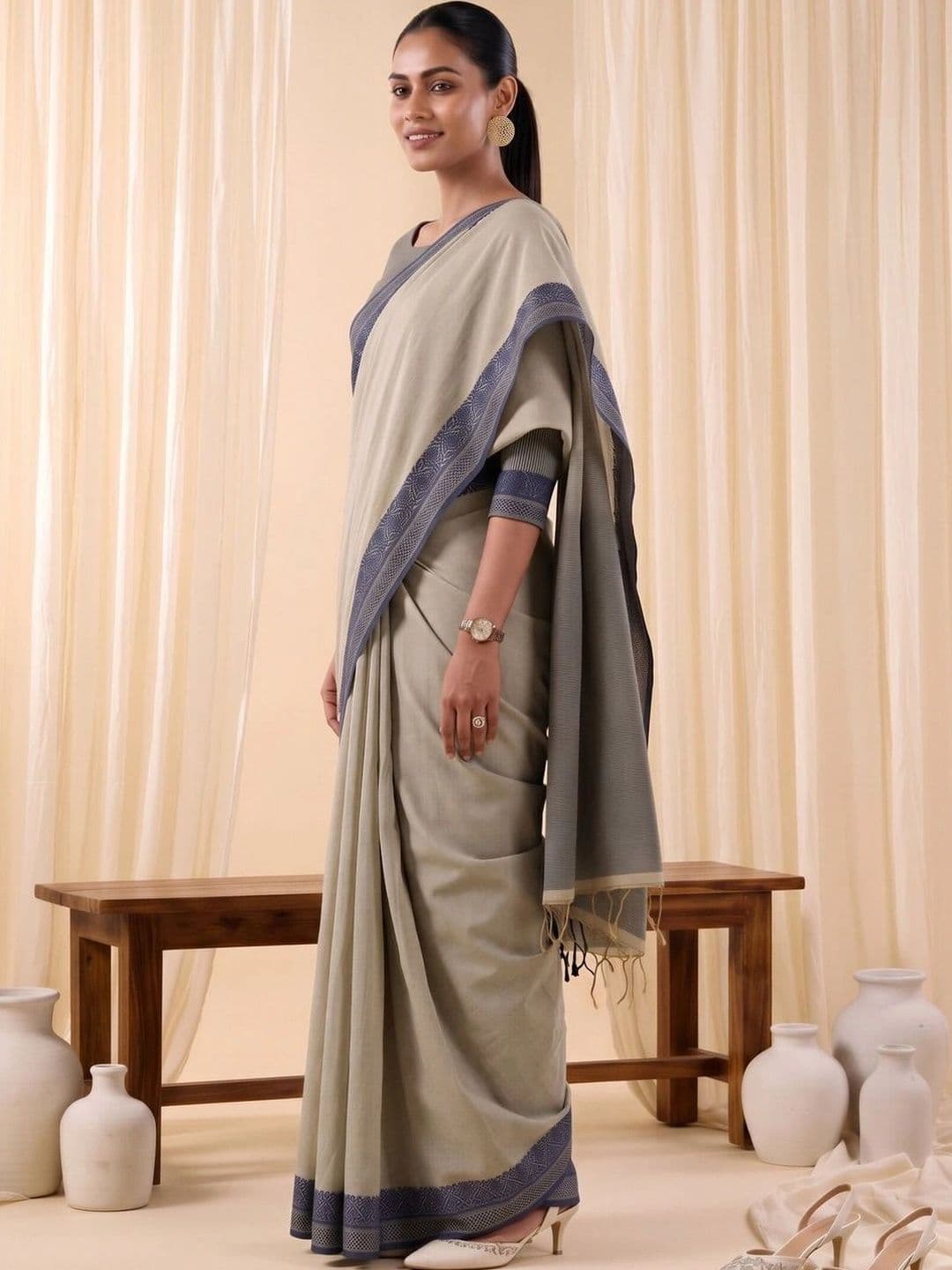 SOURAGYA Ethnic Motifs Zari Designer Uppada Saree thumbnail 4