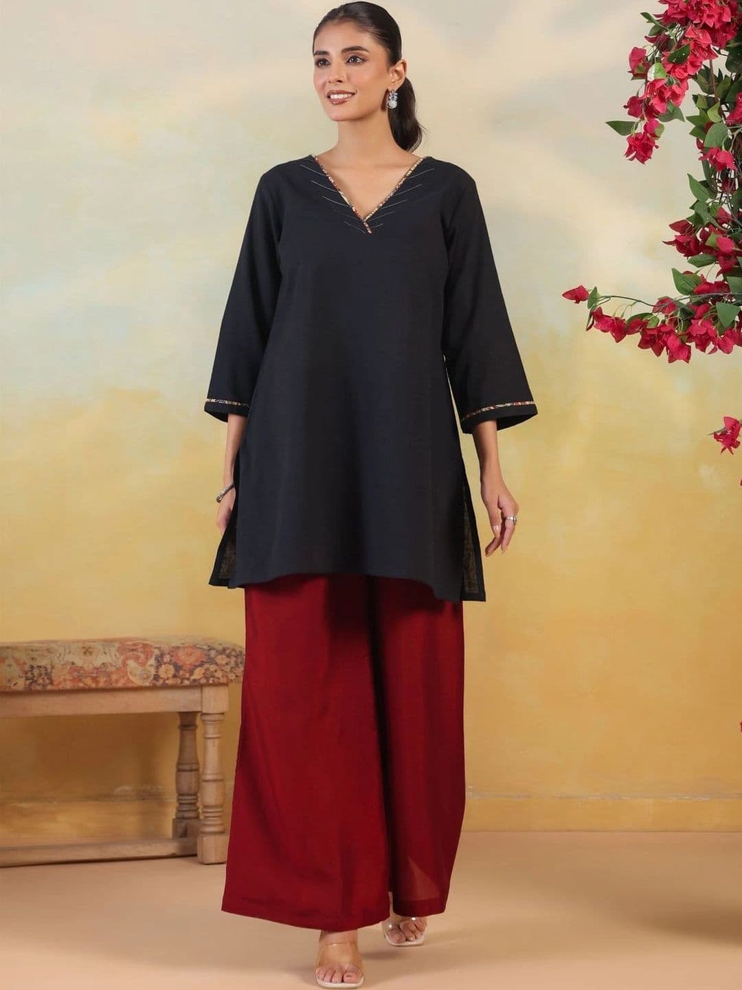 JAIPUR KURTI LUXE Women Knitted Ethnic Palazzos thumbnail 6