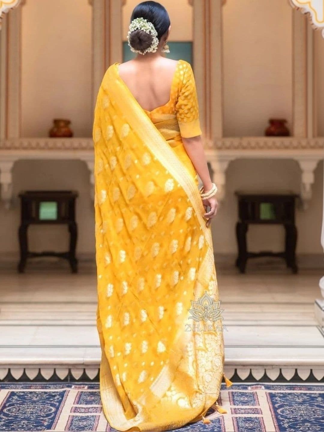 revika Woven Design Zari Art Silk Designer Kanjeevaram Saree thumbnail 5