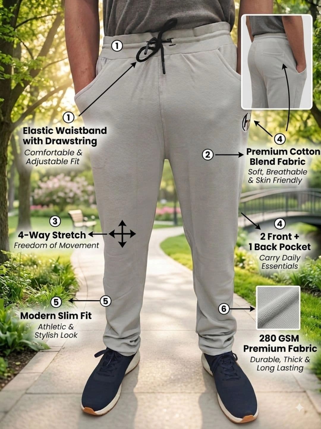 Bite and Style Men Slim Fit Brand Logo Training Track Pants thumbnail 5