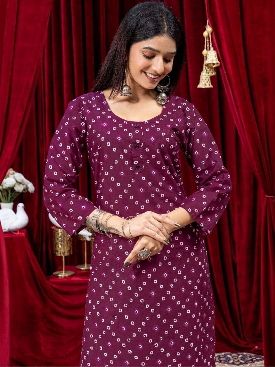 NARAYAN TEXTILE Women Ethnic Motifs Printed Pure Cotton Straight Kurta with Palazzos thumbnail 2