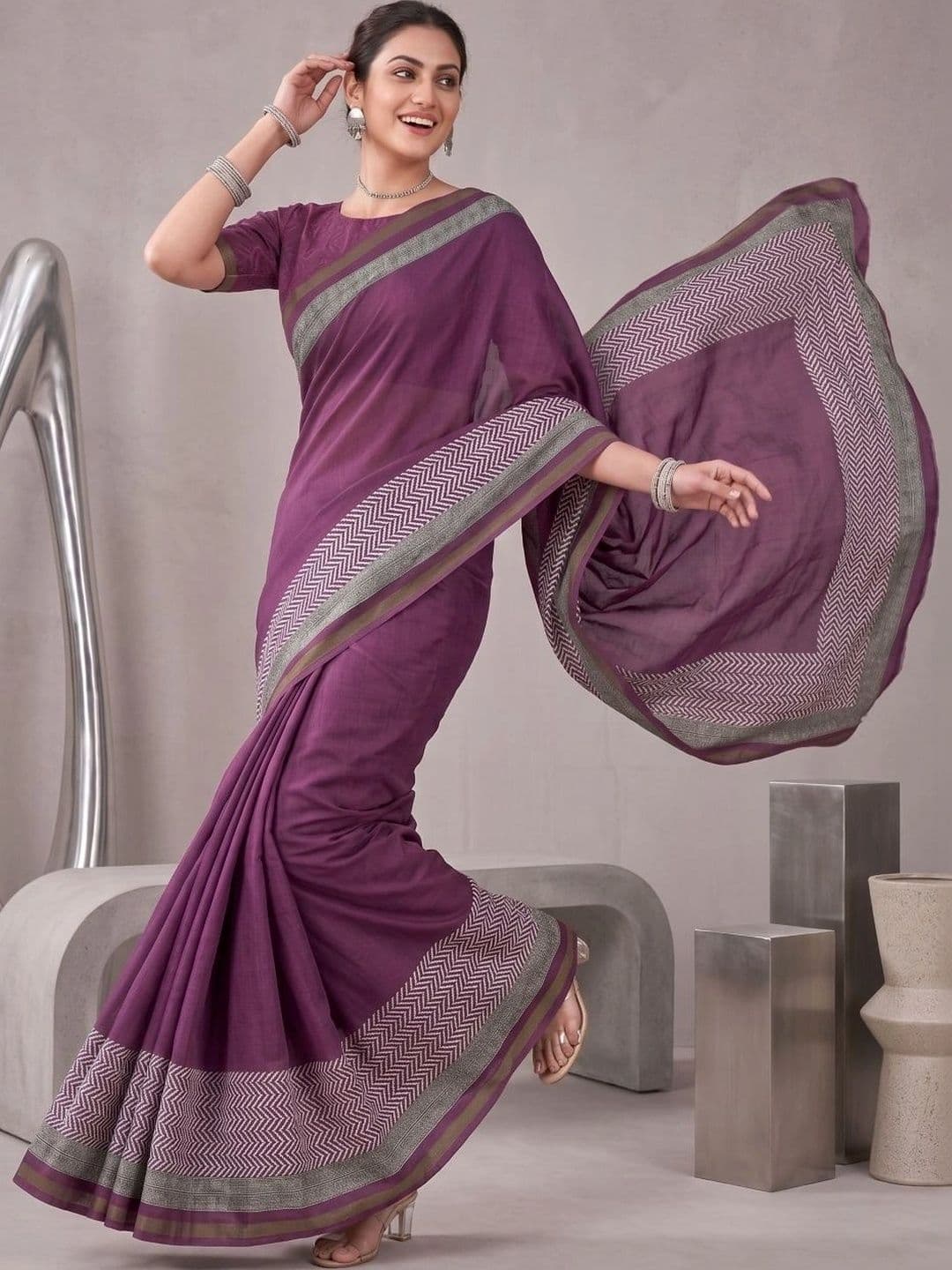 BORAD FASHION Designer Chanderi Saree thumbnail 2