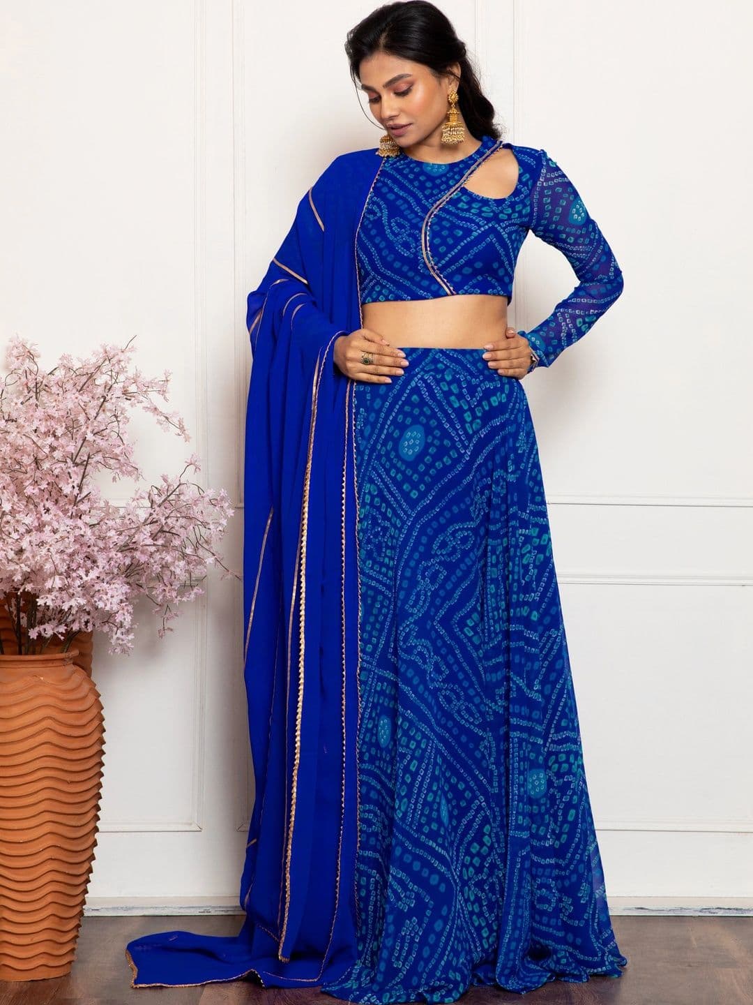 NEW UNIQUE DESI Printed Ready to Wear Lehenga & Blouse Taping - view 1