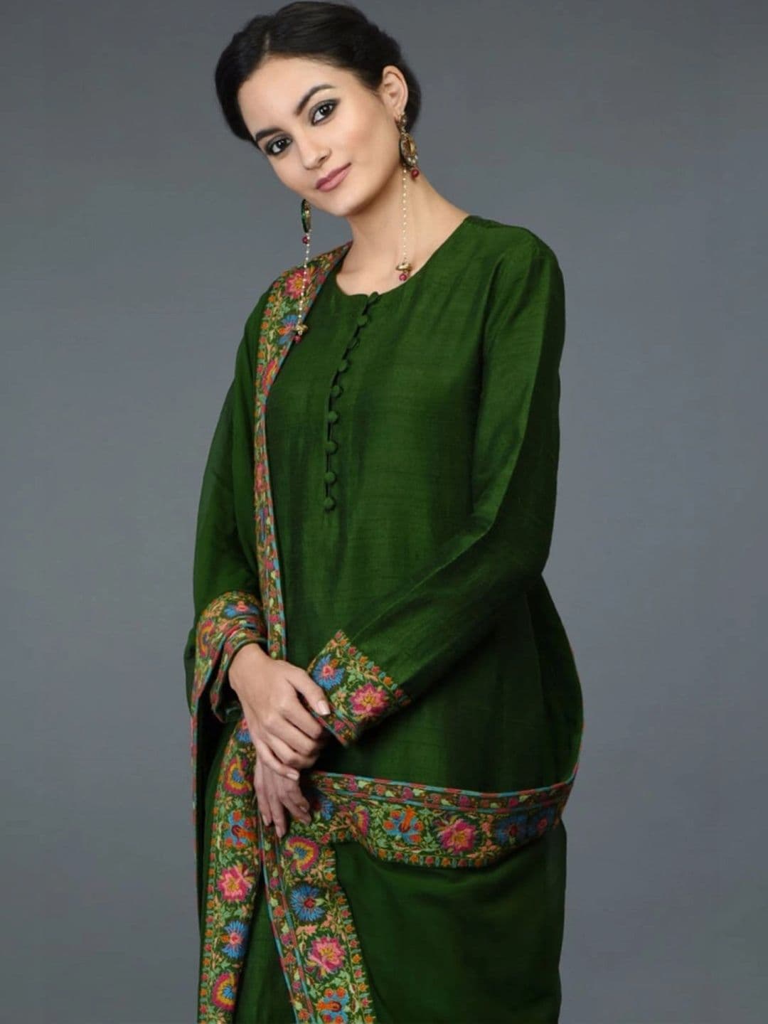 Anouk Women Ethnic Motifs Regular Thread Work Kurta with Churidar & With Dupatta thumbnail 3