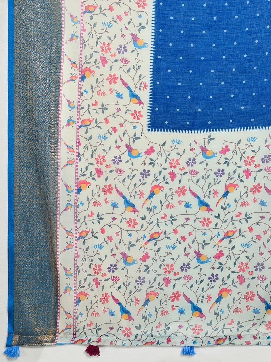 Nayanthara Trends Nayanthara Women's Linen Printed Saree With Unstitched Blouse Piece thumbnail 7