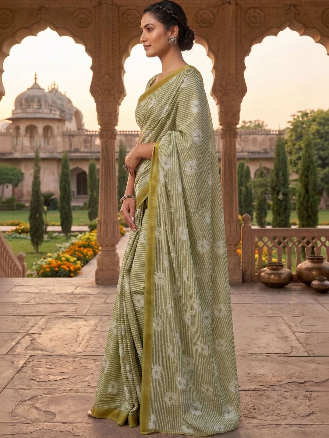 BORAD FASHION Striped Designer Chanderi Saree thumbnail 2