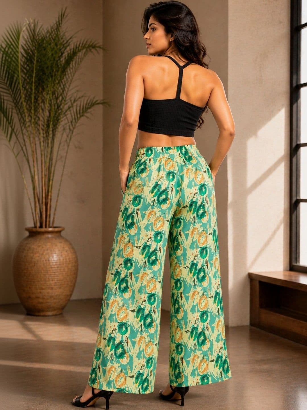 VSP CREATION Women Printed Chambray Palazzos thumbnail 2