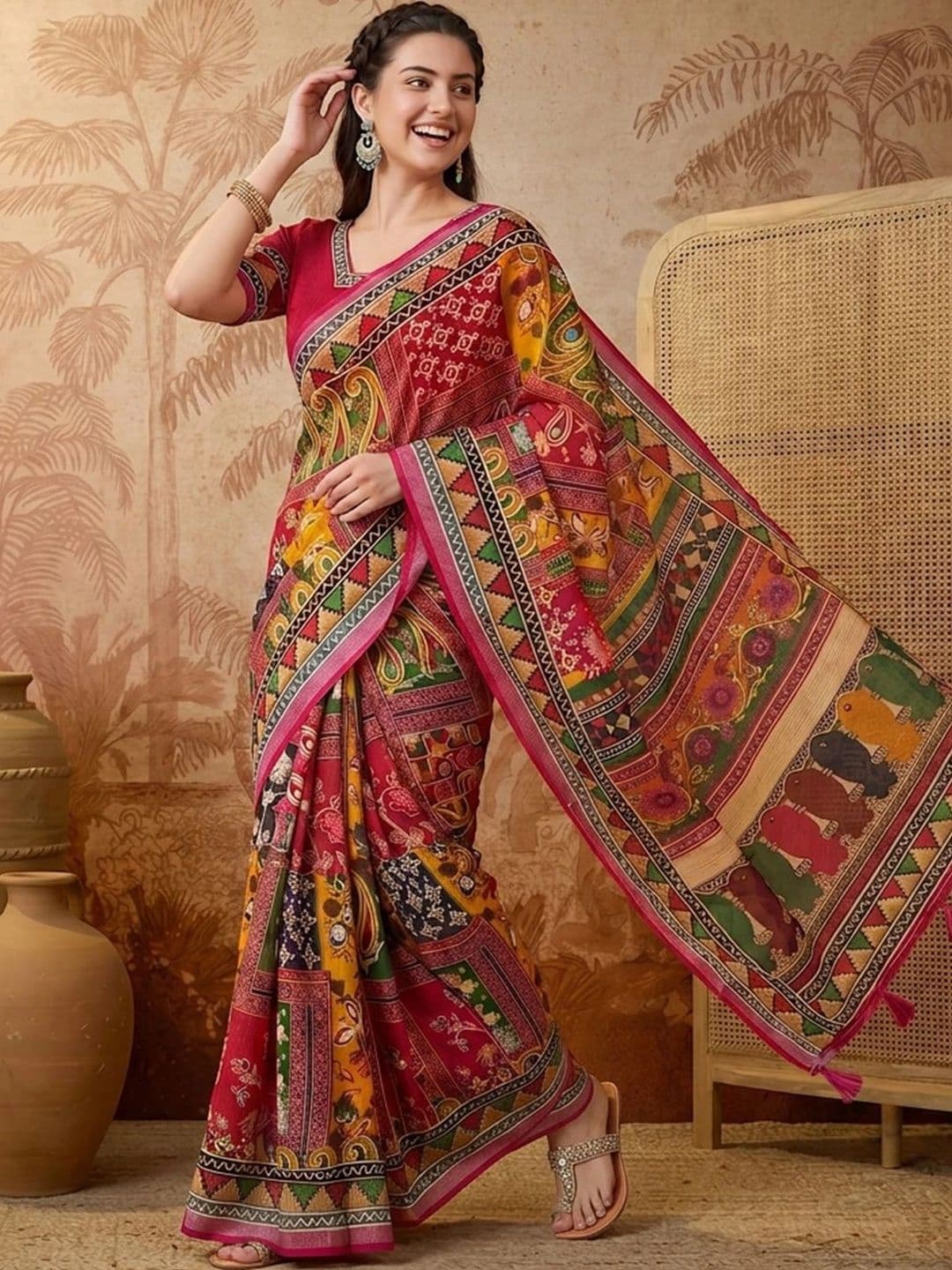 Suha Kalamkari Silk Blend Saree - view 1