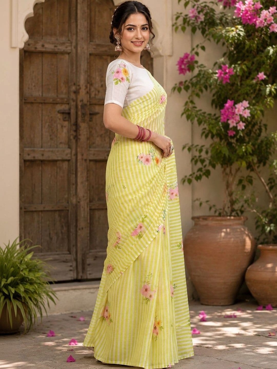 BORAD FASHION Floral Designer Chanderi Saree thumbnail 3