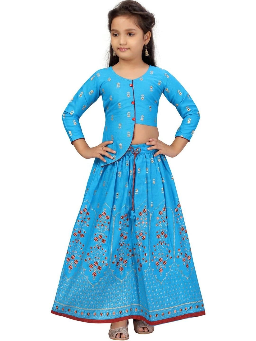 BAESD Girls Printed Print Ready to Wear Lehenga & Blouse - view 1