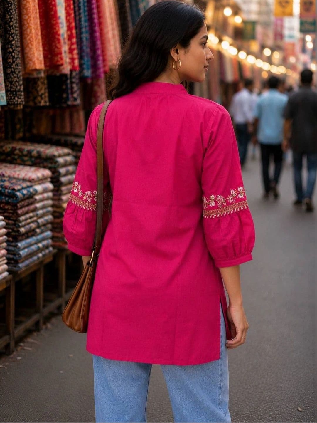 Gownwala Mandarin Collar Embroidered Tunic thumbnail 2