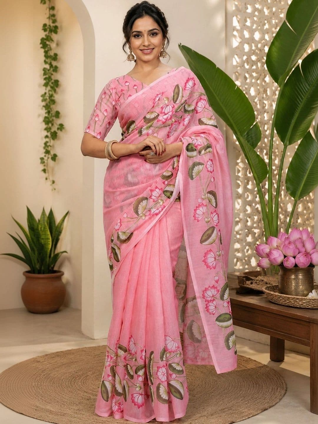 BORAD FASHION Floral Designer Chanderi Saree - view 1