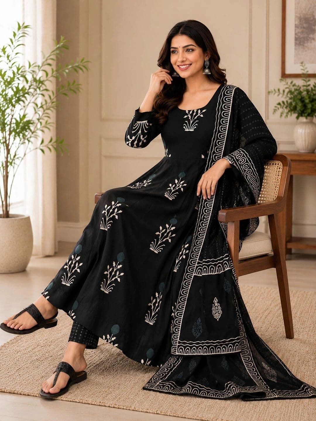 Chhipa Prints Women Ethnic Motifs Printed Regular Kurta with Trousers & With Dupatta thumbnail 5