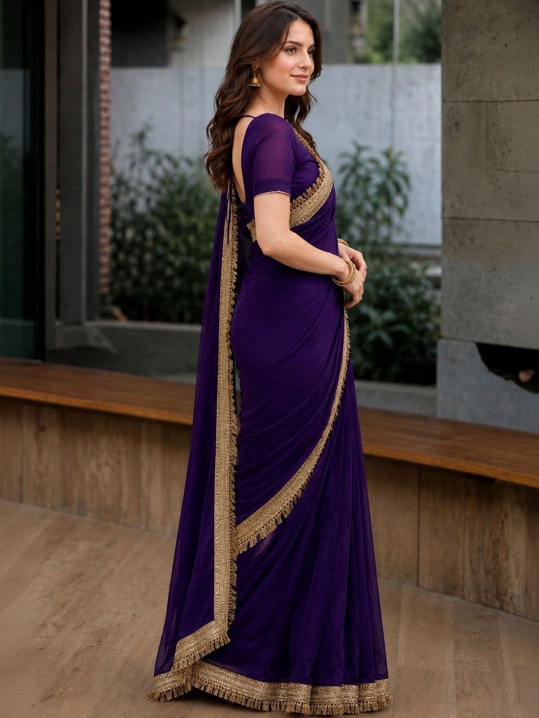 KALINI Silk Blend Heavy Work Saree thumbnail 2