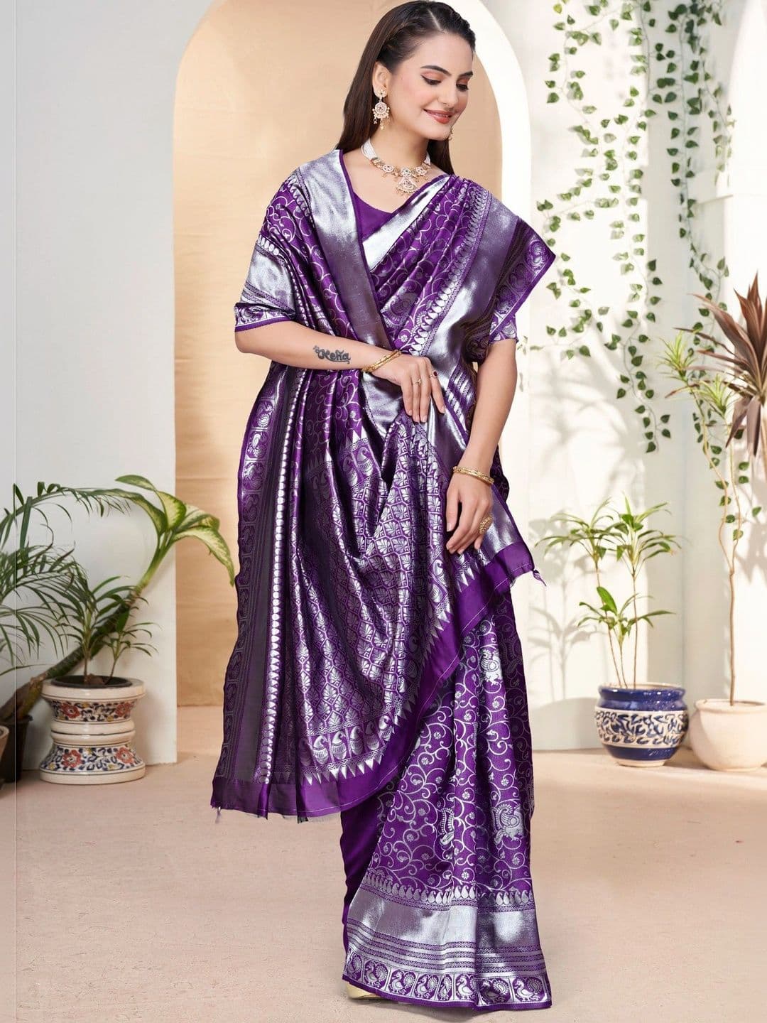 revika Woven Design Art Silk Designer Kanjeevaram Saree thumbnail 3