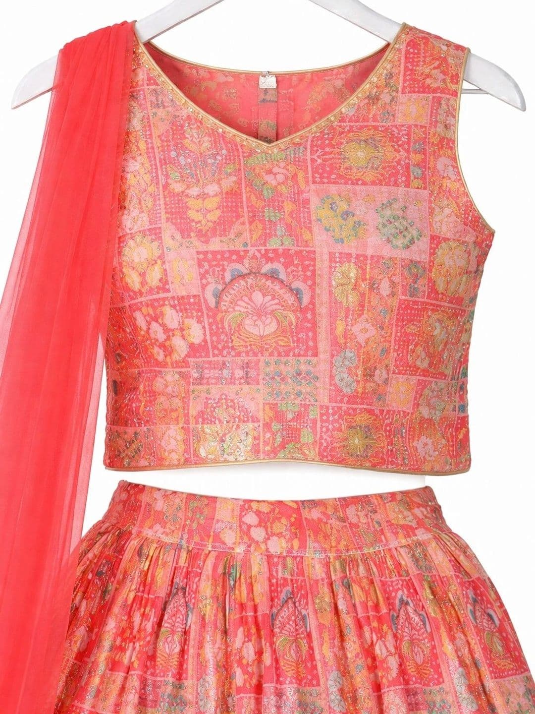 BAESD Girls Printed Sequinned Ready to Wear Lehenga & thumbnail 4