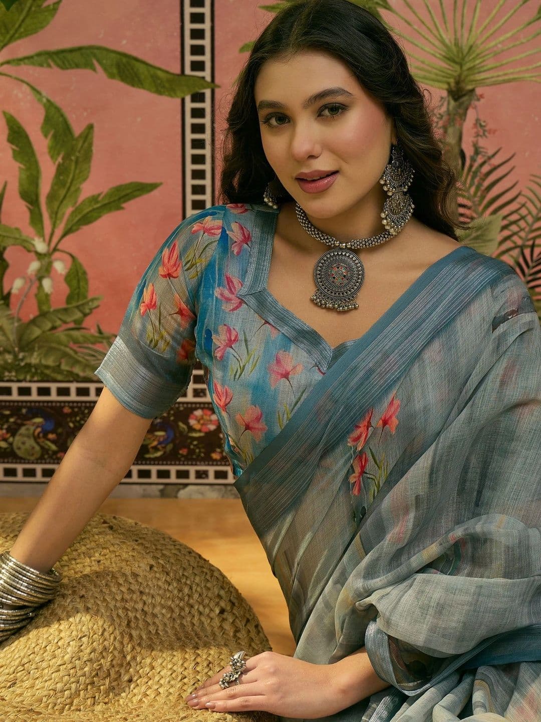 Suha Floral Saree thumbnail 7