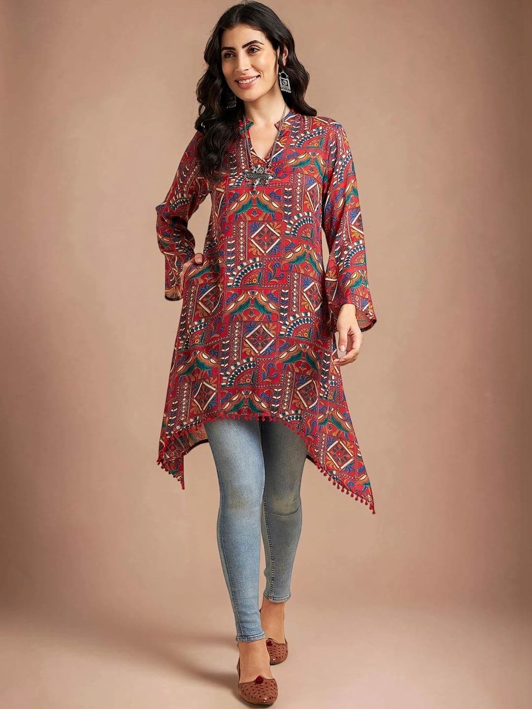 Azira Ethnic Motifs Printed Flared Sleeves A-Line Kurta - view 1