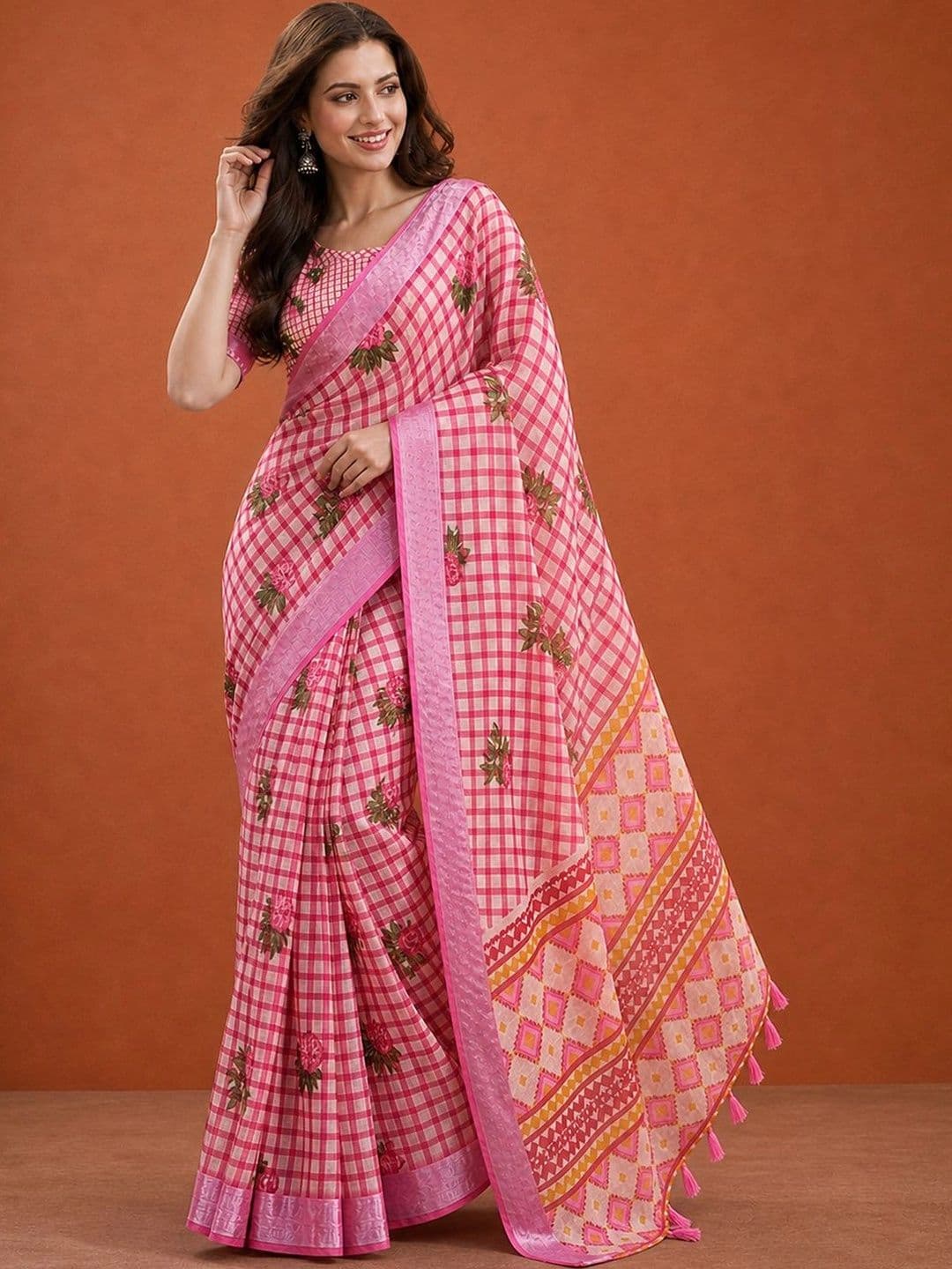 Suha Floral Silk Blend Saree thumbnail 7