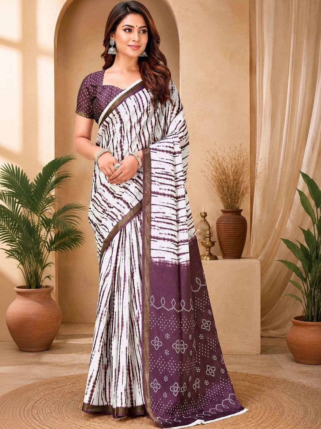 BORAD FASHION Women Tie and Dye Designer Chanderi Saree - view 1