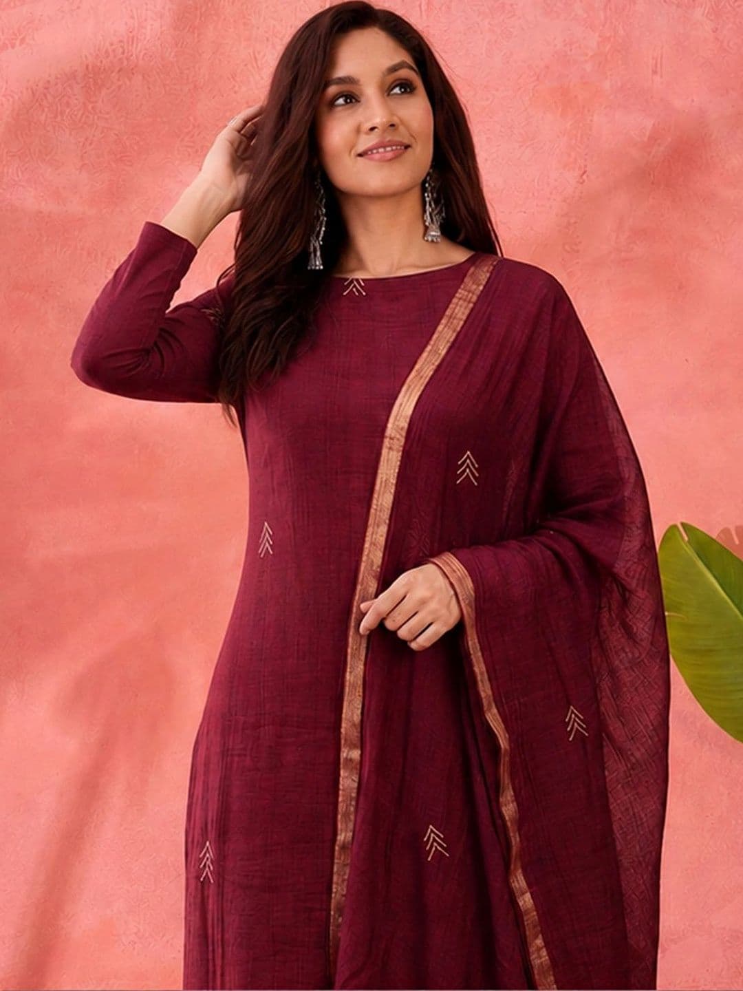Sangria Women Ethnic Motifs Regular Kurta with Trousers & With Dupatta thumbnail 6