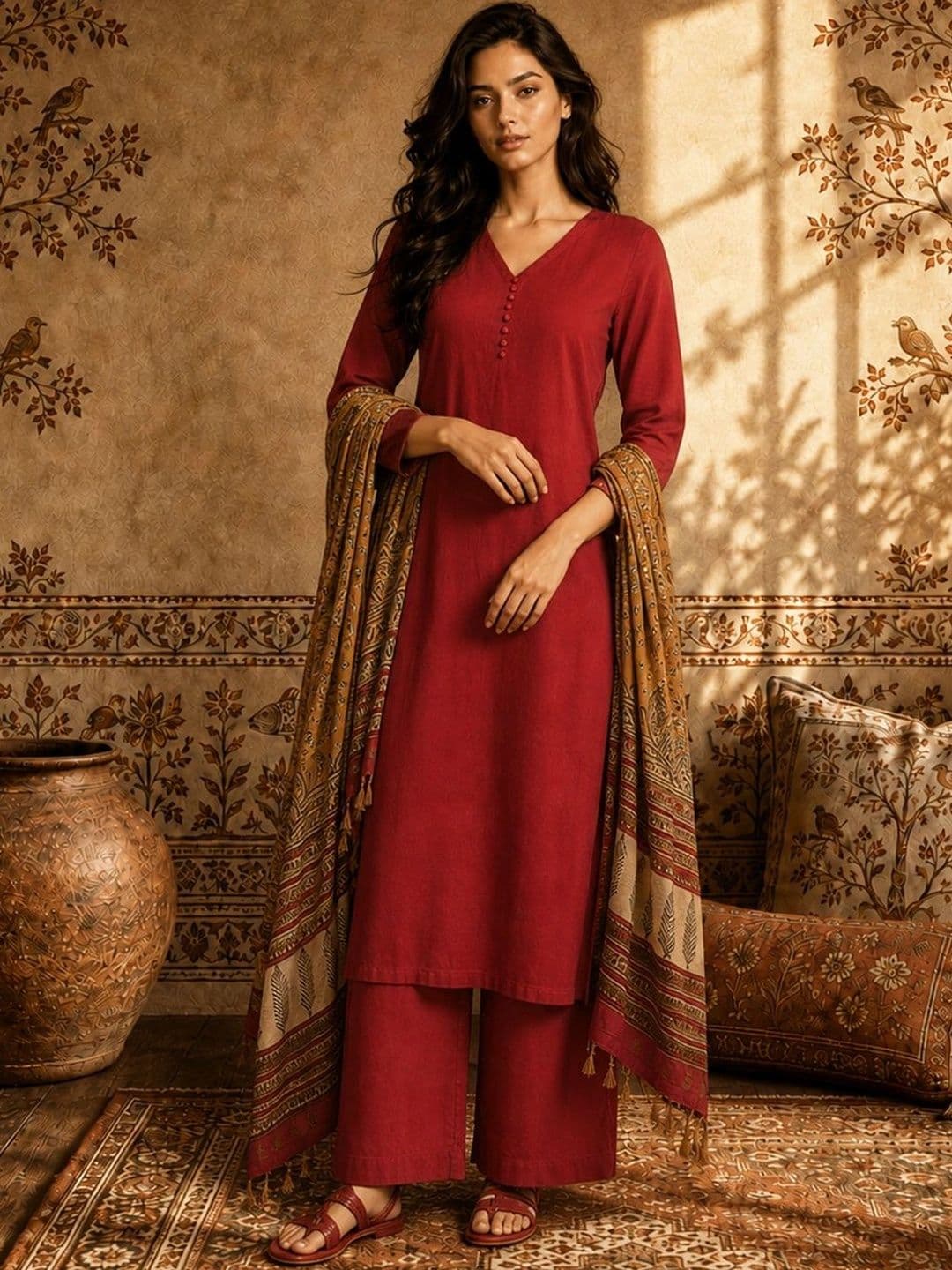 Anouk Women Regular Kurta with Palazzos & With Dupatta thumbnail 6