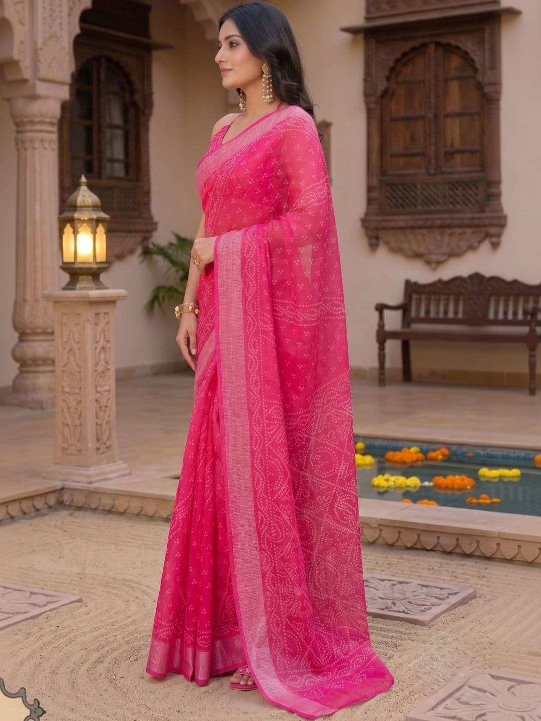 BORAD FASHION Bandhani Designer Chanderi Saree thumbnail 2