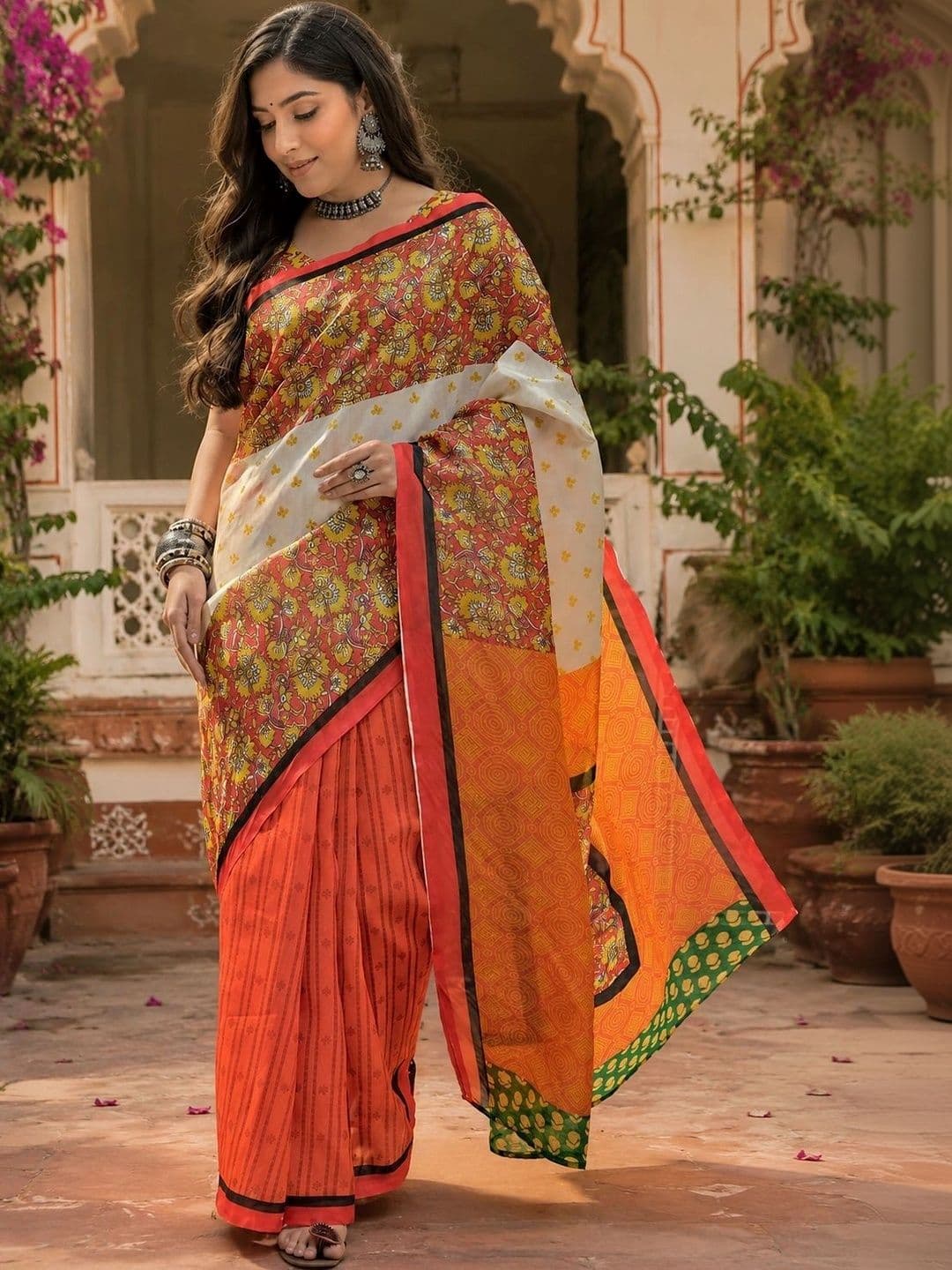 BORAD FASHION Floral Designer Chanderi Saree - view 1