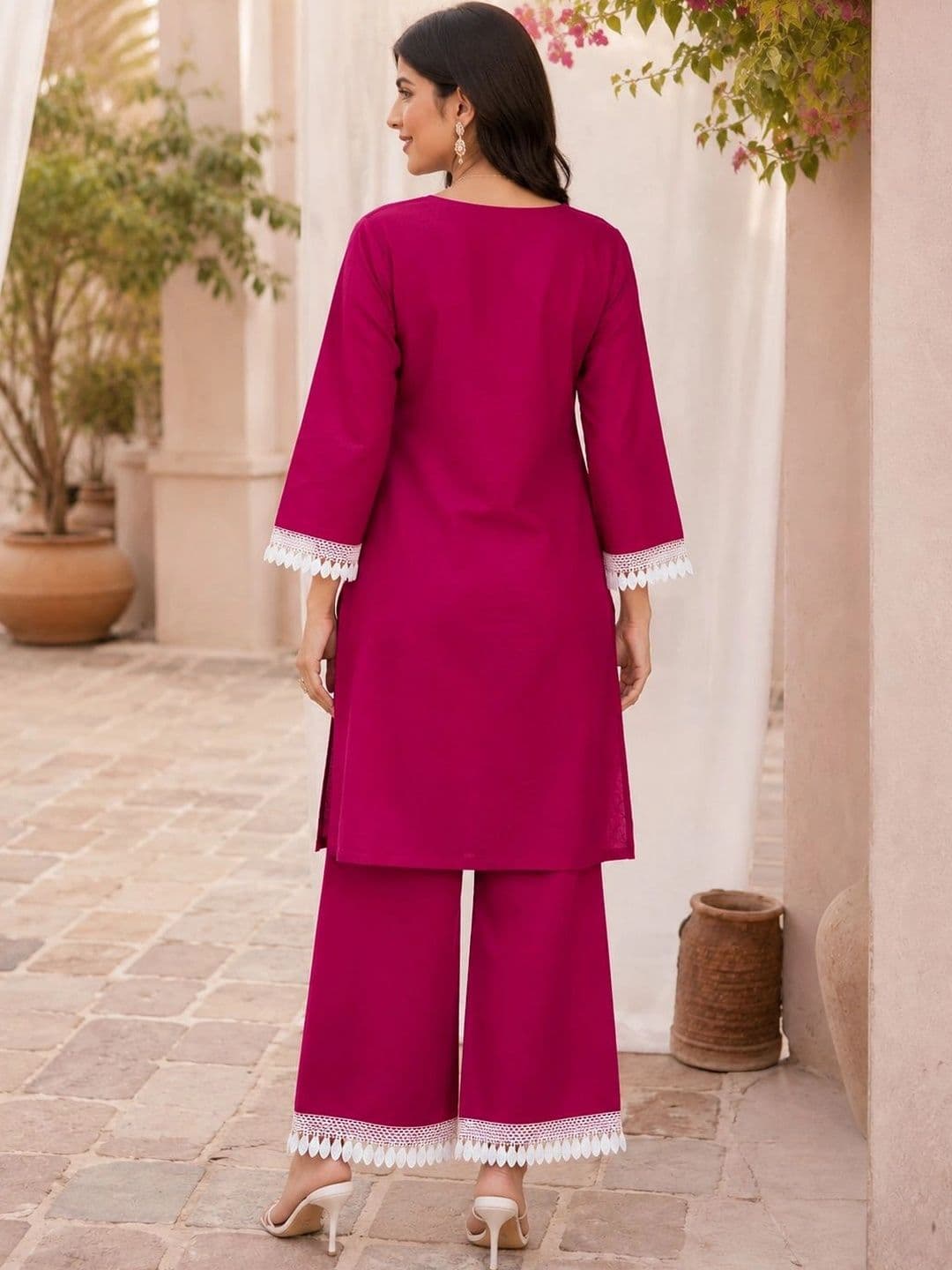 BILANZA Women Ethnic Motifs Embroidered Regular Thread Work Kurta with Palazzos thumbnail 5