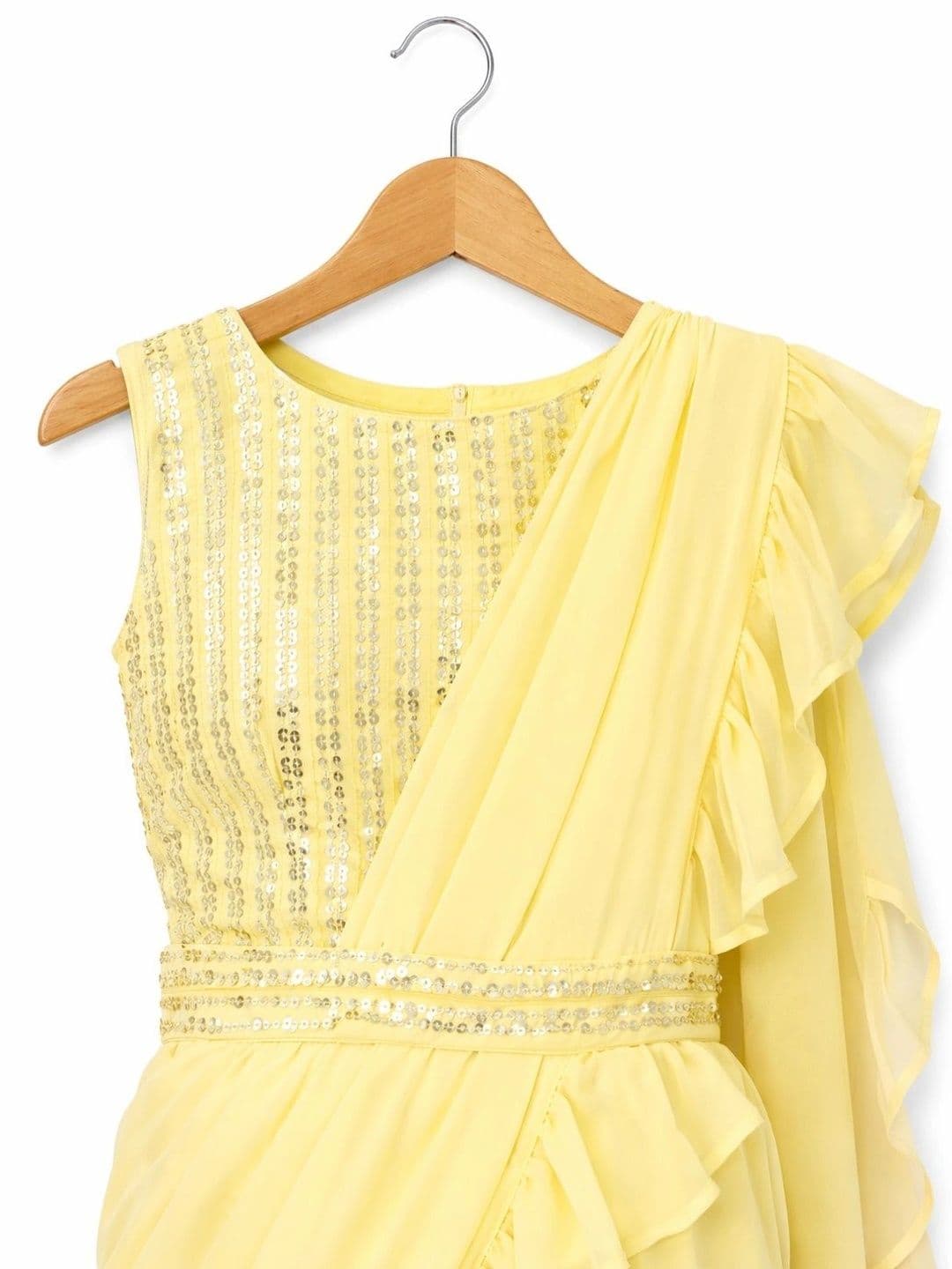BAESD girls Pure Georgette Fusion Kanjeevaram Saree thumbnail 3