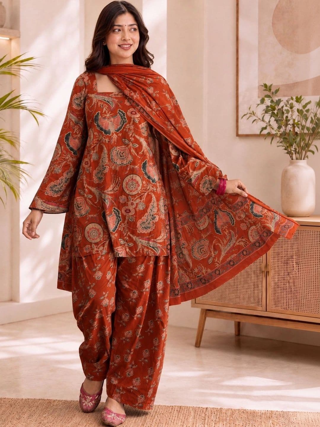 SZN Women Ethnic Motifs Printed Regular Kurta with Patiala & Dupatta thumbnail 4