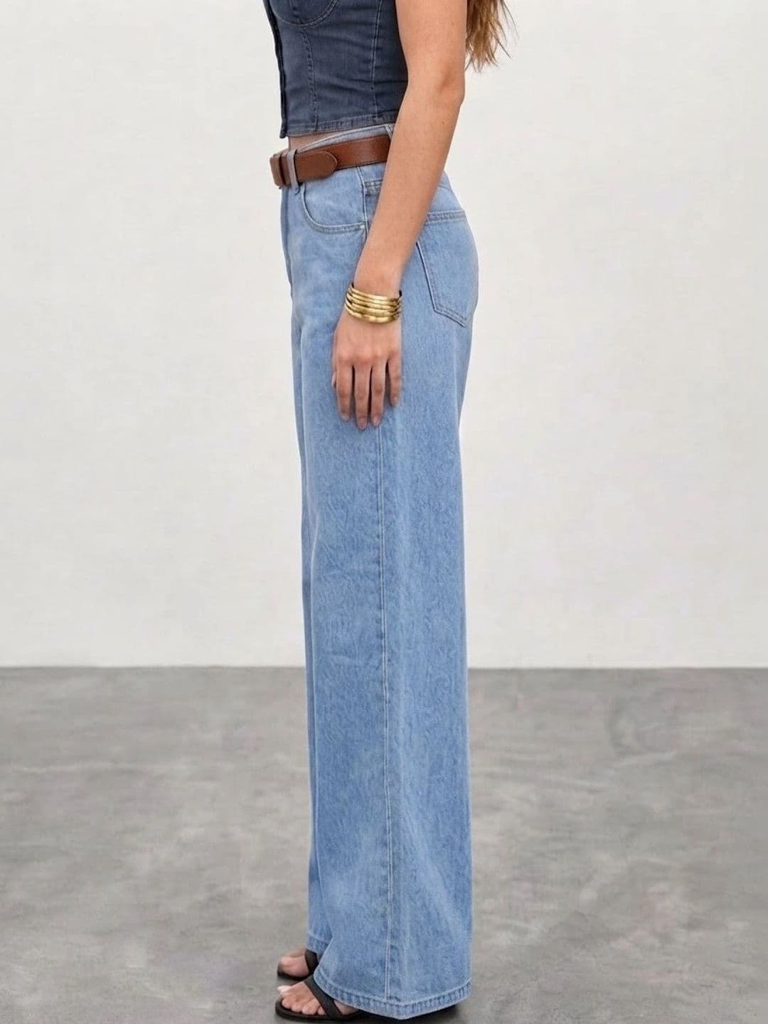 ZENTLY Women Jean Wide Leg High-Rise Stretchable Jeans thumbnail 4