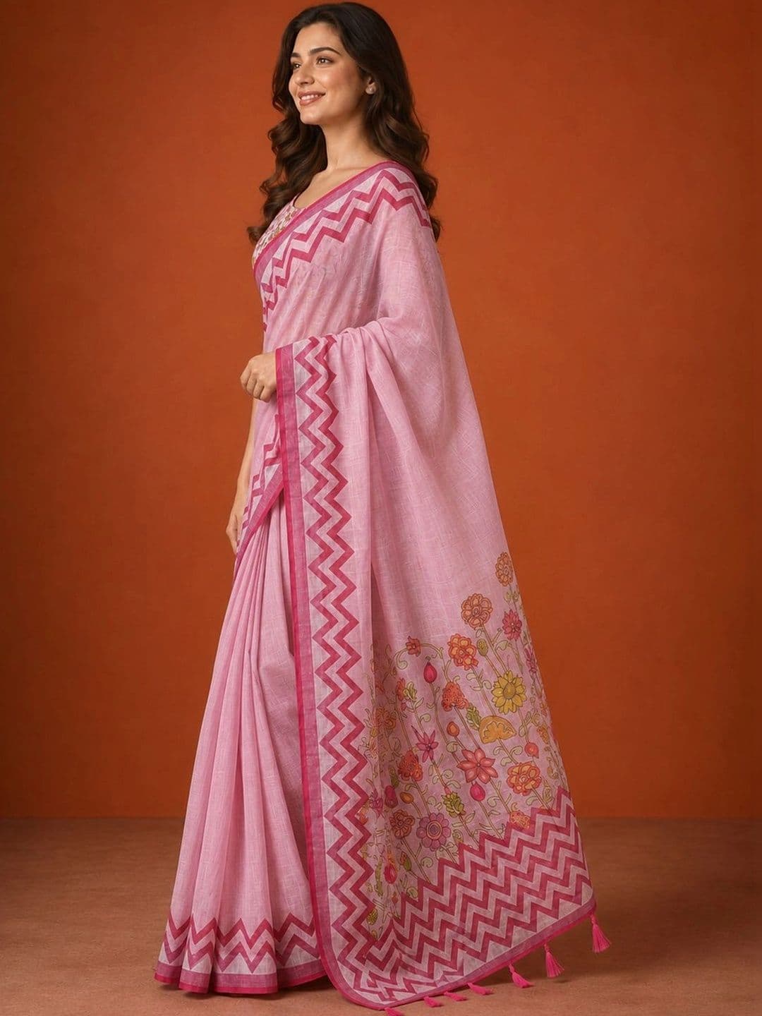 Suha Floral Silk Blend Saree thumbnail 2