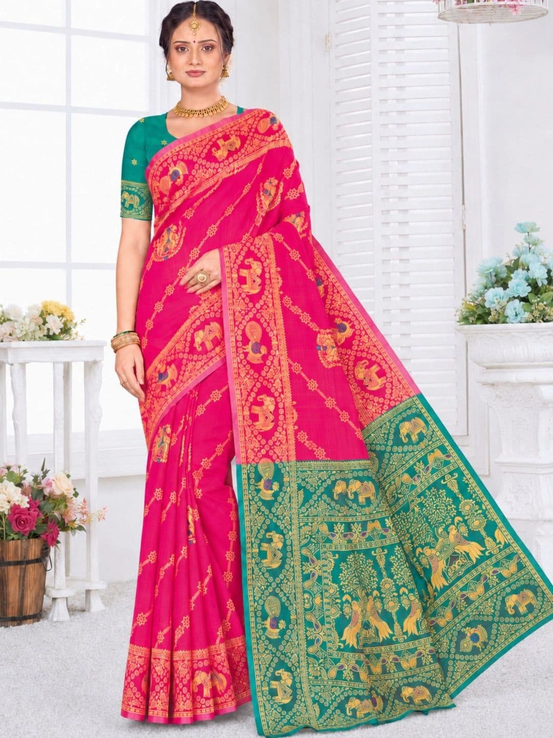 Dimaxi Vastra Woven Design Zari Silk Blend Kota Saree thumbnail 2