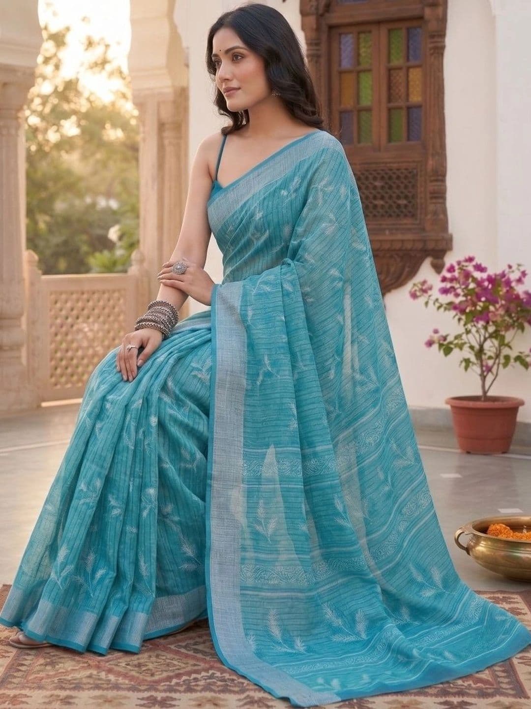 BORAD FASHION Striped Designer Chanderi Saree thumbnail 2