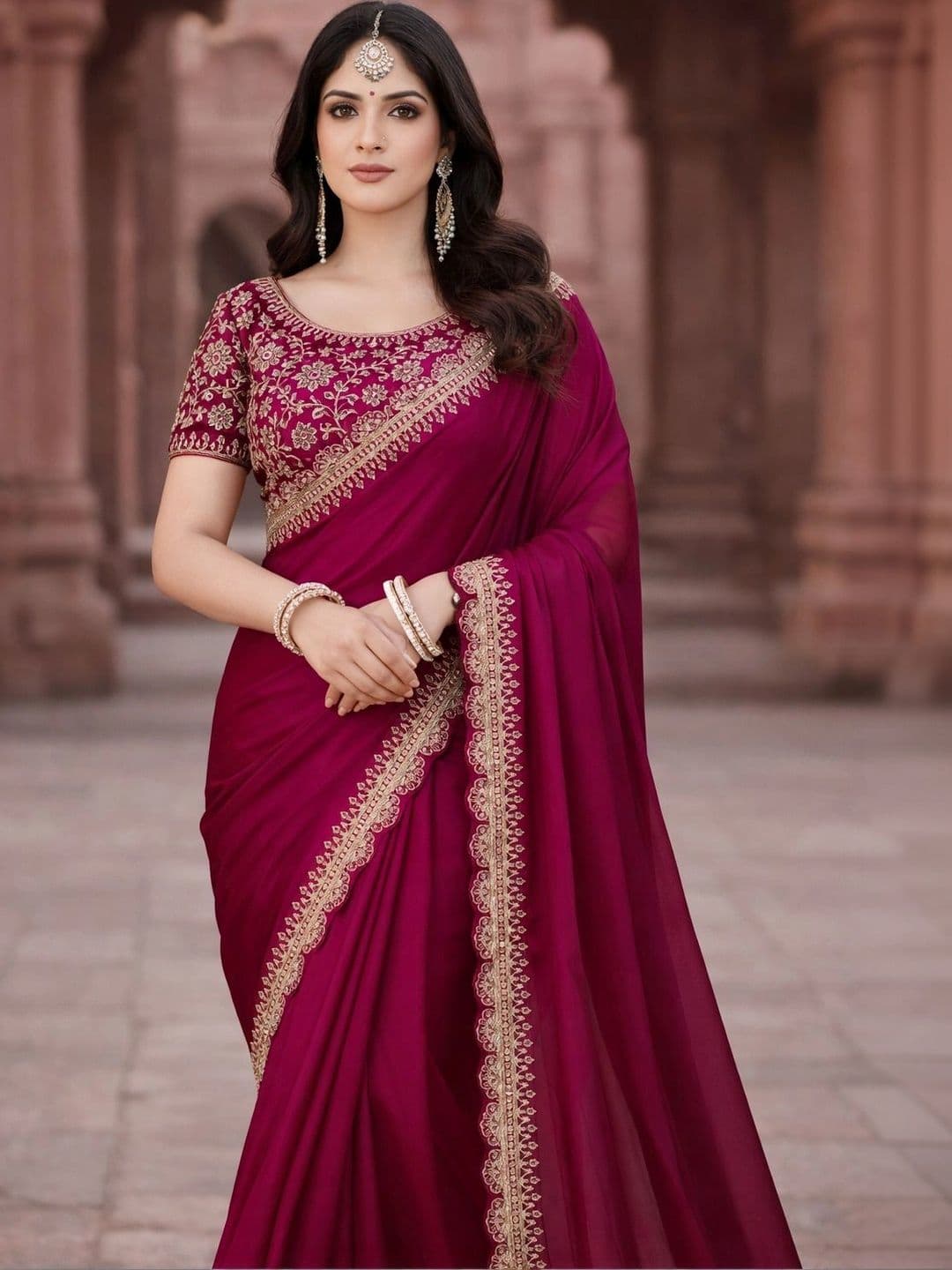 KALINI Embroidered Silk Blend Heavy Work Saree - view 1