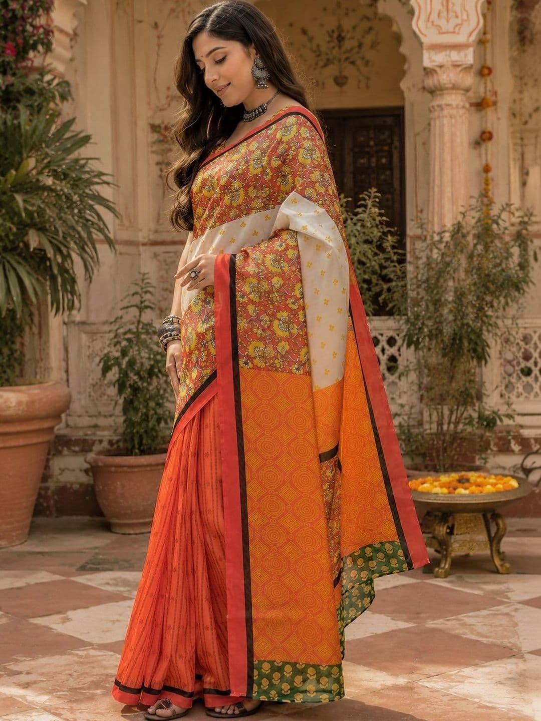 BORAD FASHION Floral Designer Chanderi Saree thumbnail 4