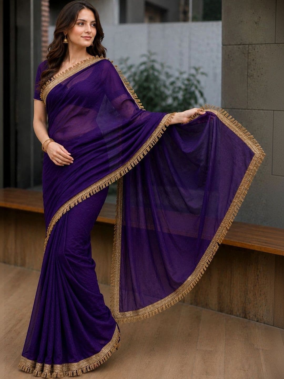 KALINI Silk Blend Heavy Work Saree thumbnail 3