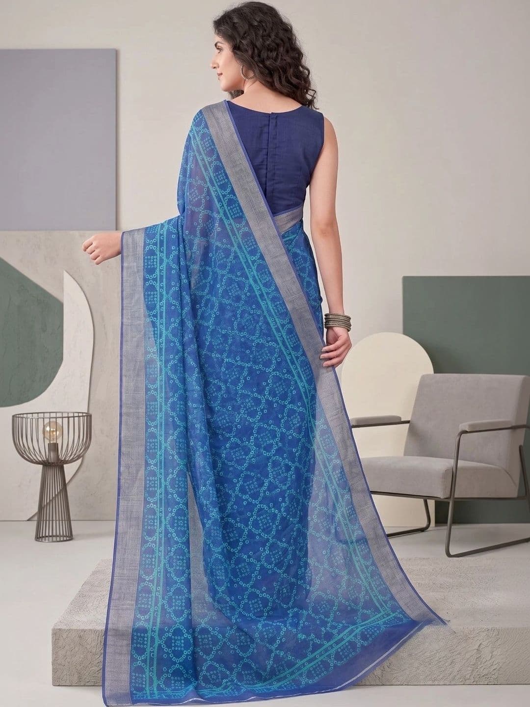 BORAD FASHION Bandhani Designer Chanderi Saree thumbnail 3