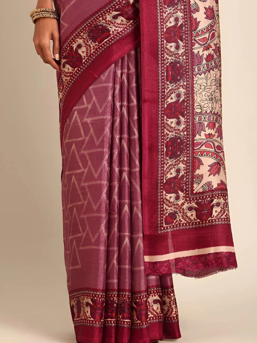 Taashi Kalamkari Tussar Saree thumbnail 3