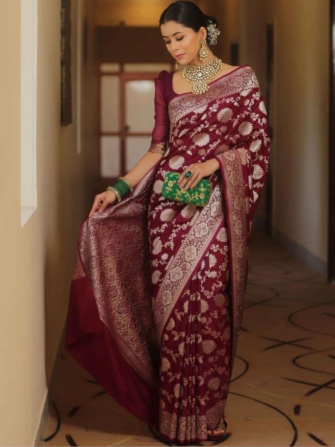 revika Woven Design Zari Art Silk Designer Kanjeevaram Saree thumbnail 6