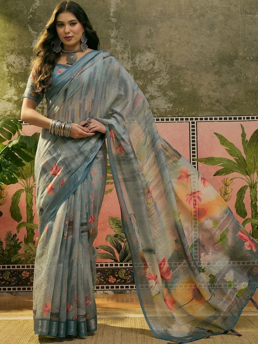 Suha Floral Saree - view 1