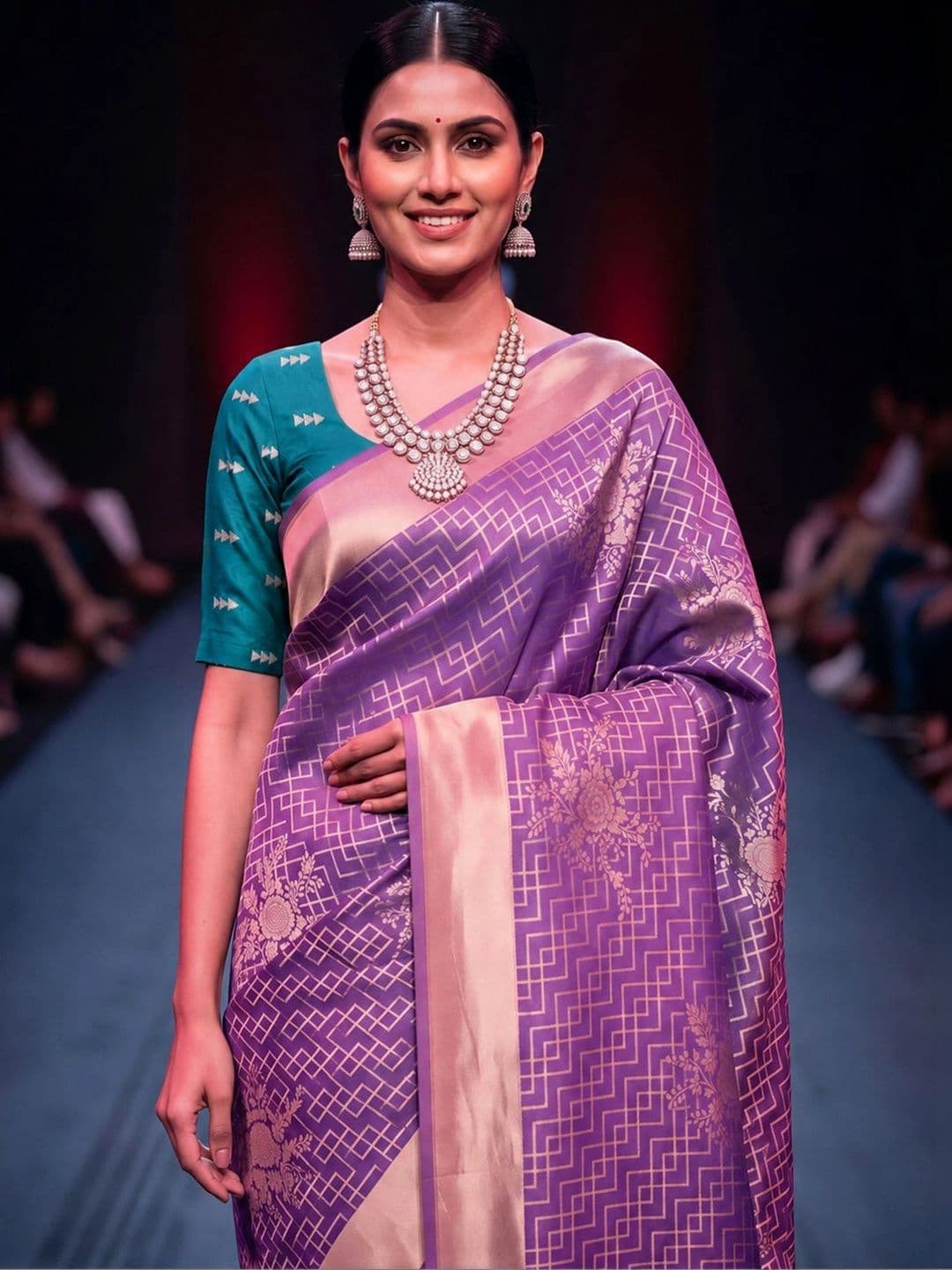 Saree mall Woven Design Zari Silk Blend Designer Banarasi Sarees thumbnail 5