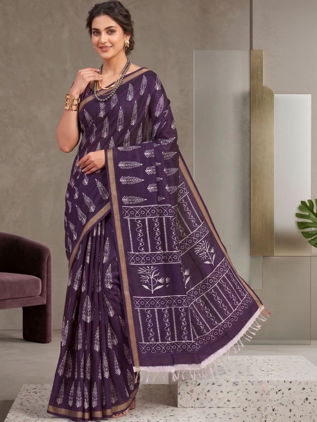 BORAD FASHION Designer Chanderi Saree thumbnail 2