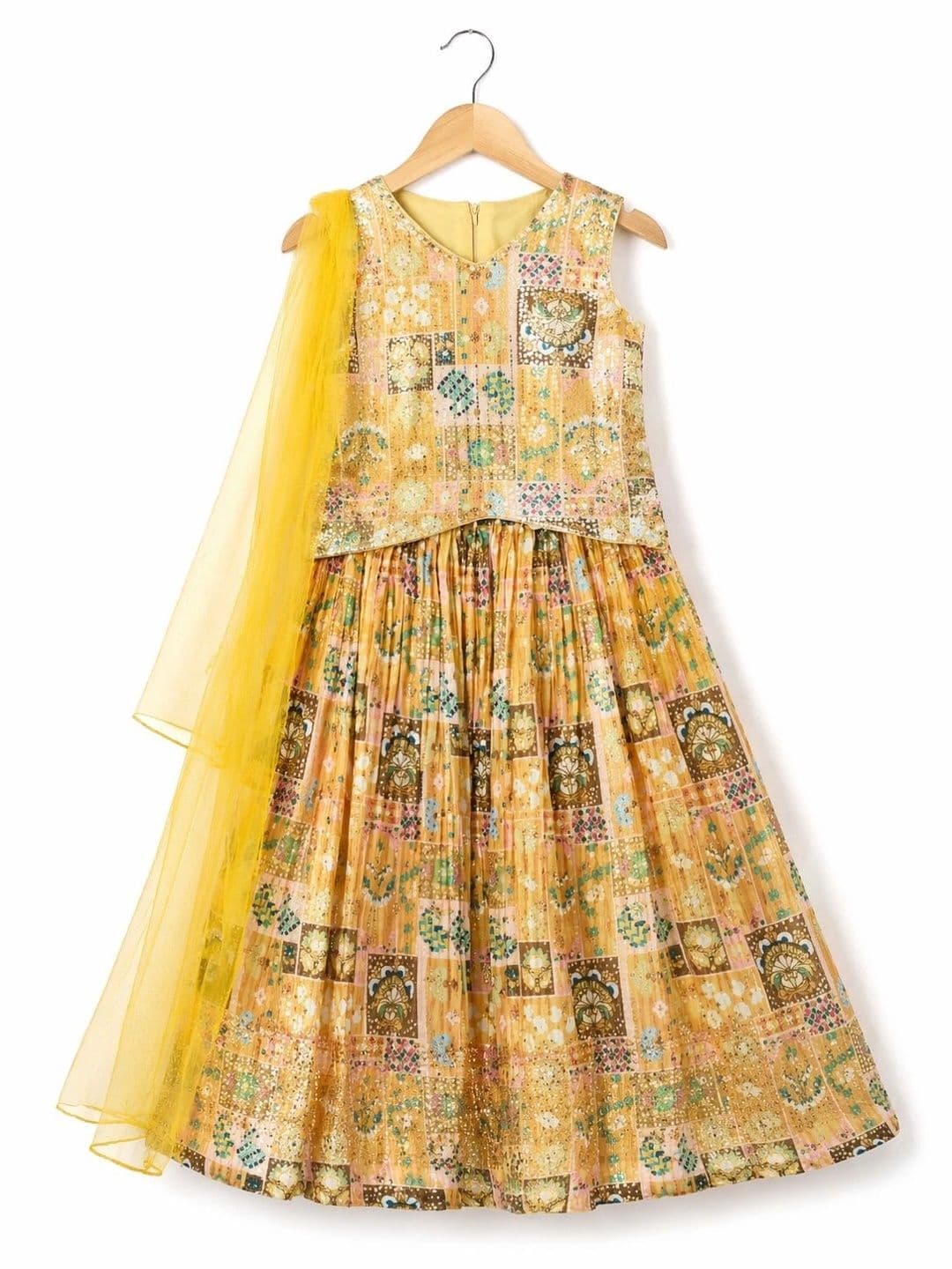 BAESD Girls Printed Sequinned Ready to Wear Lehenga & thumbnail 3