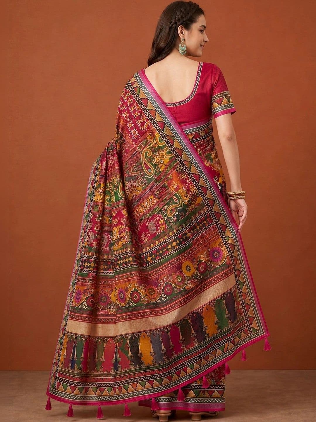 Suha Kalamkari Silk Blend Saree thumbnail 6