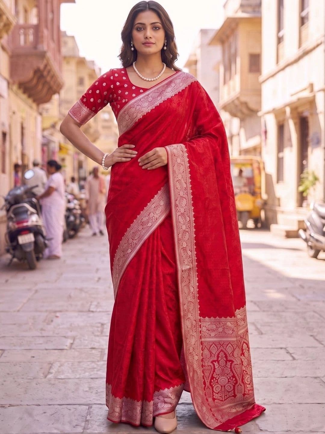 Mitera Woven Design Zari Satin Designer Banarasi Saree - view 1