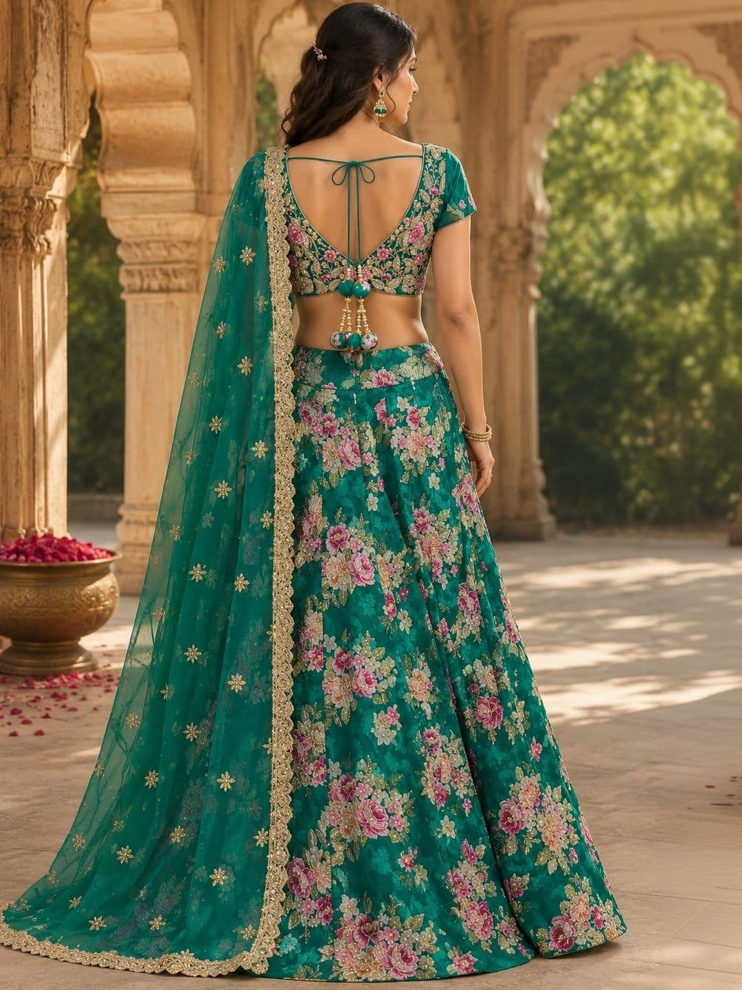 Indi Kal Embroidered Thread Work Ready to Wear Lehenga & Blouse With Dupatta thumbnail 2